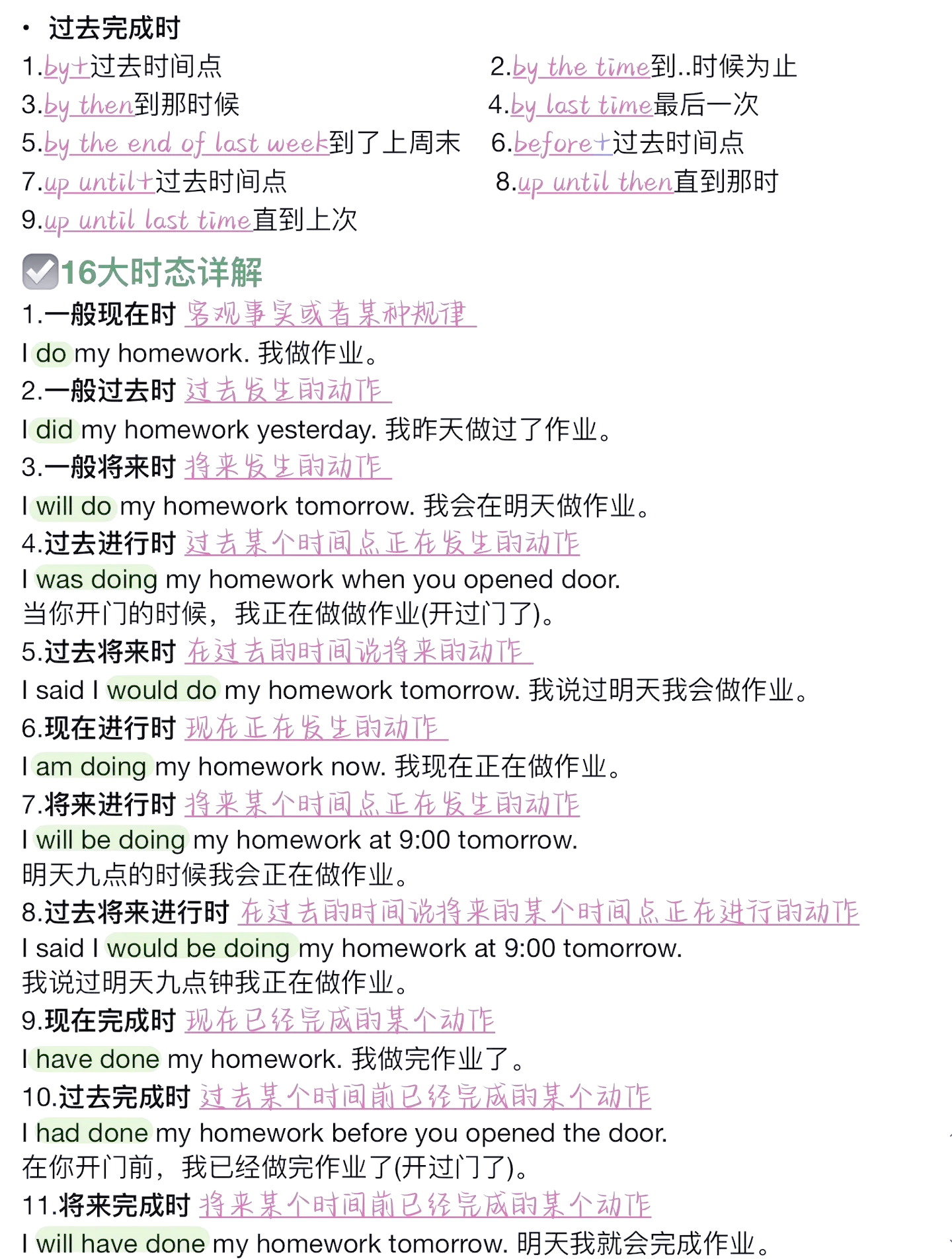包含高中英语语法卡！时态+句型，每天记的词条