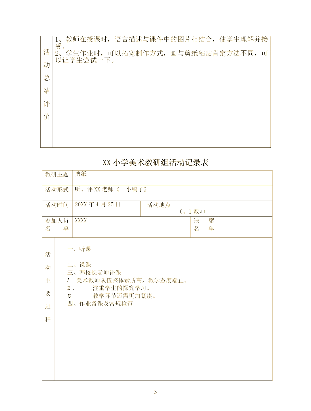 美术教研活动记录30篇