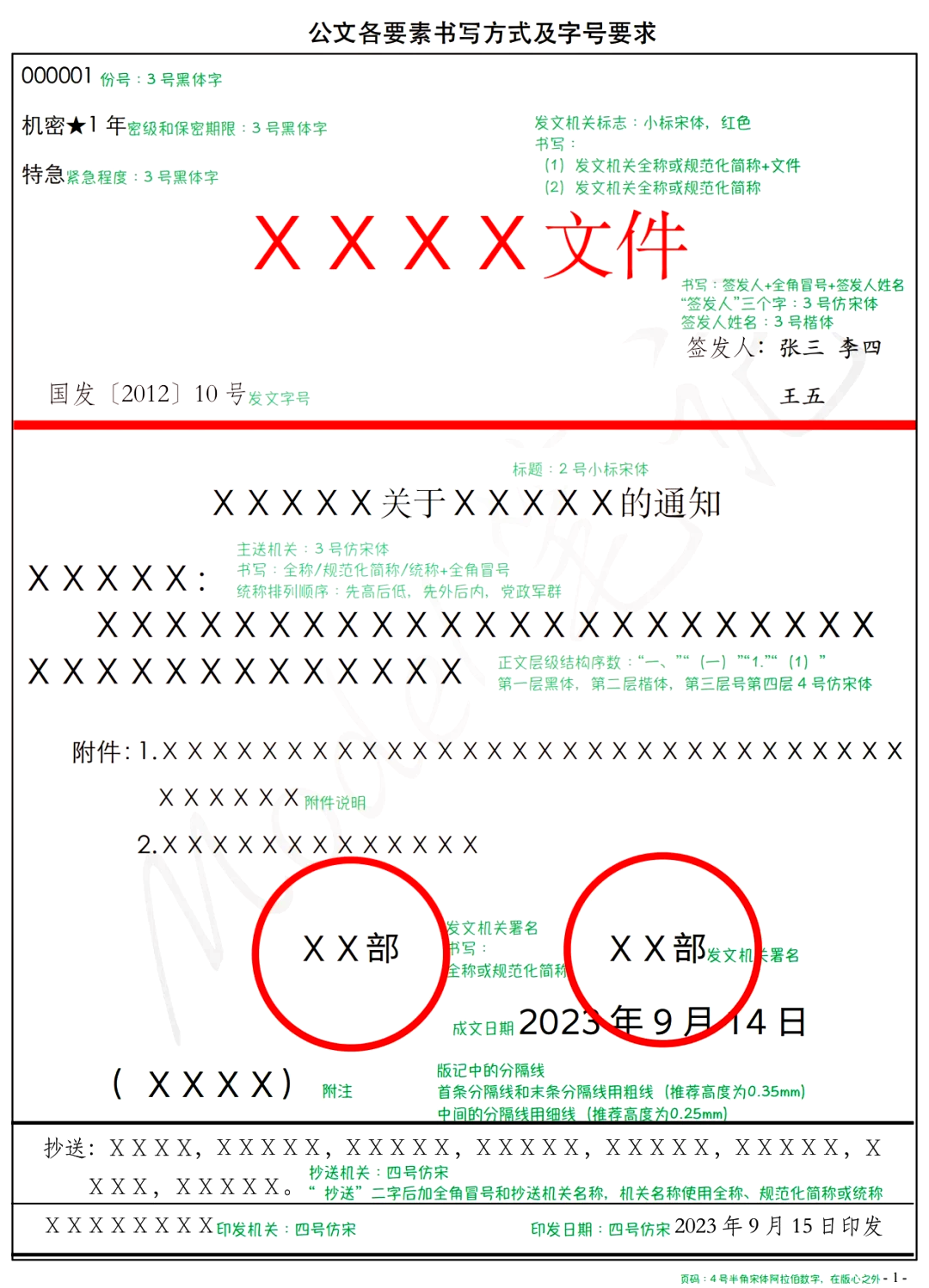 文档标准字体字号