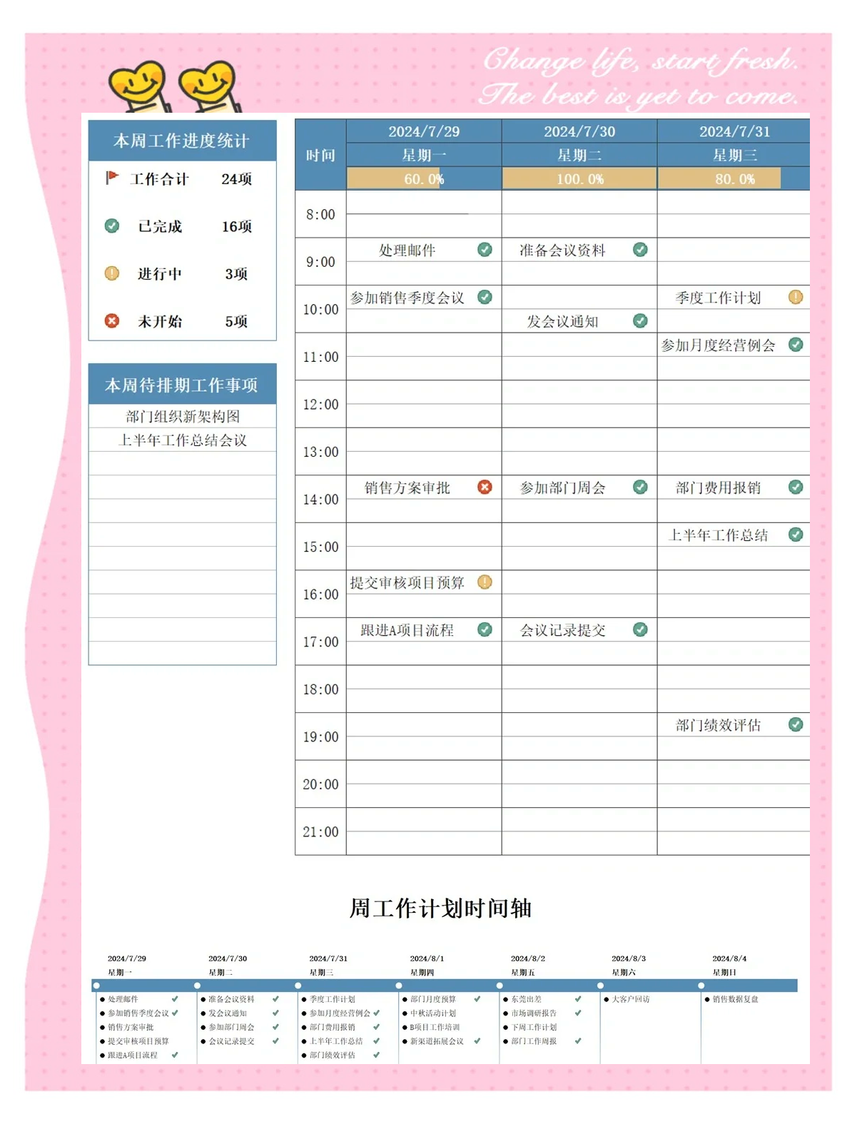 一周工作安排计划表