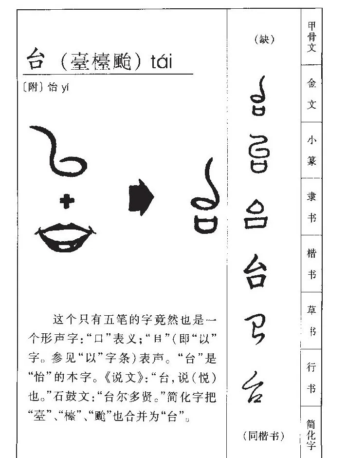 台的甲骨文金文篆文演变