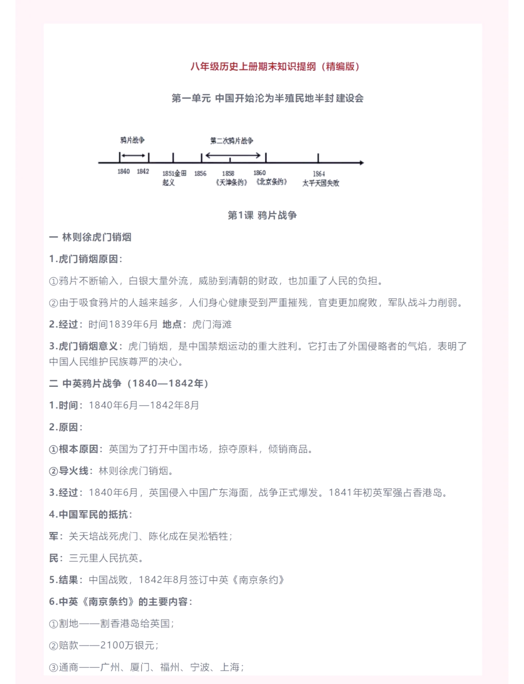 八年级上册历史复习提纲(初中八年级历史重点知识归纳) 第1张 八年级上册历史复习提纲(初中八年级历史重点知识归纳) 第1张