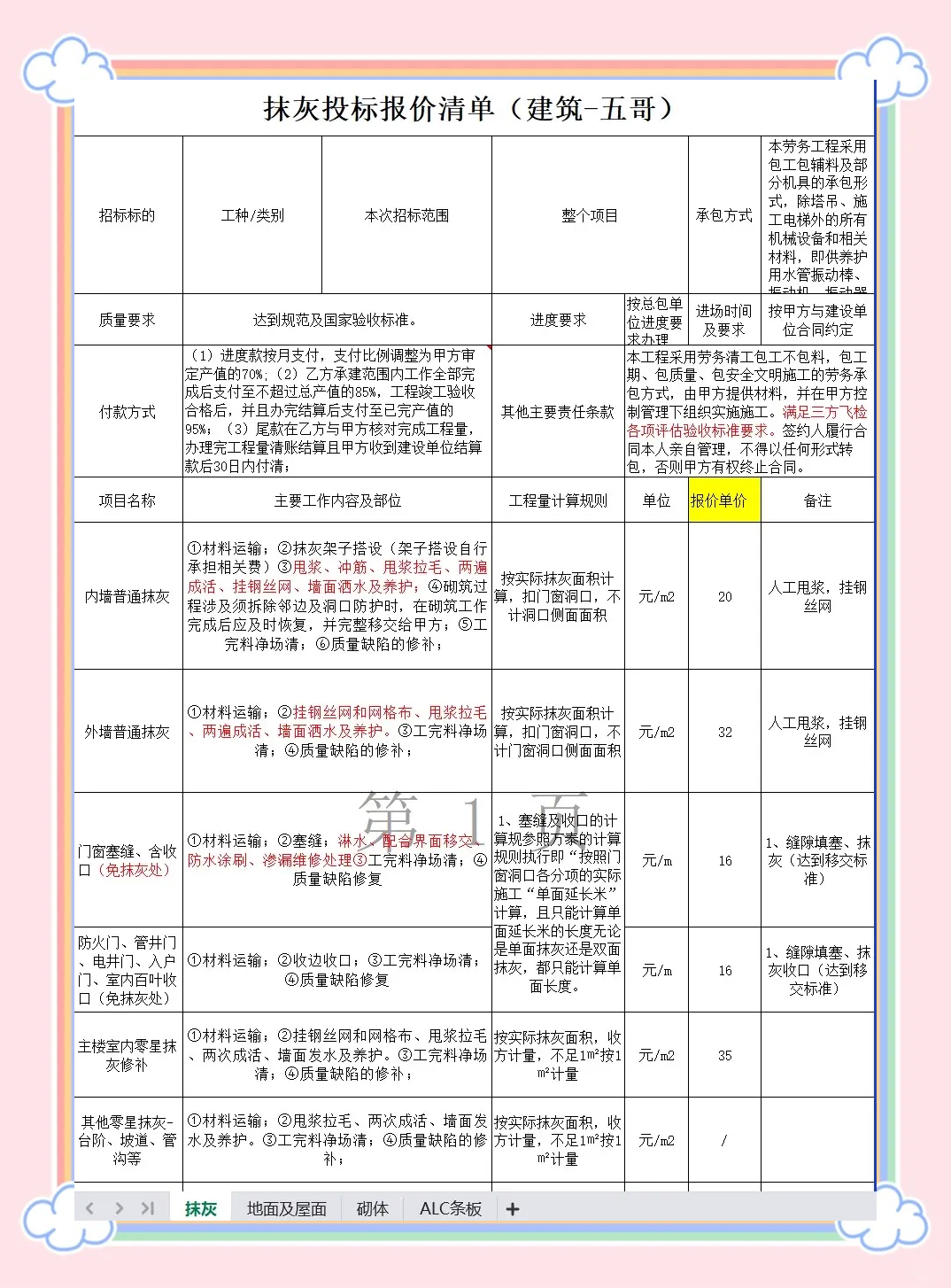 隔墙板价格表大全