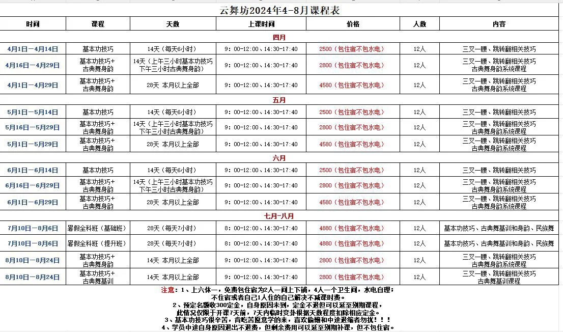 成人舞蹈培训班学费价格表
