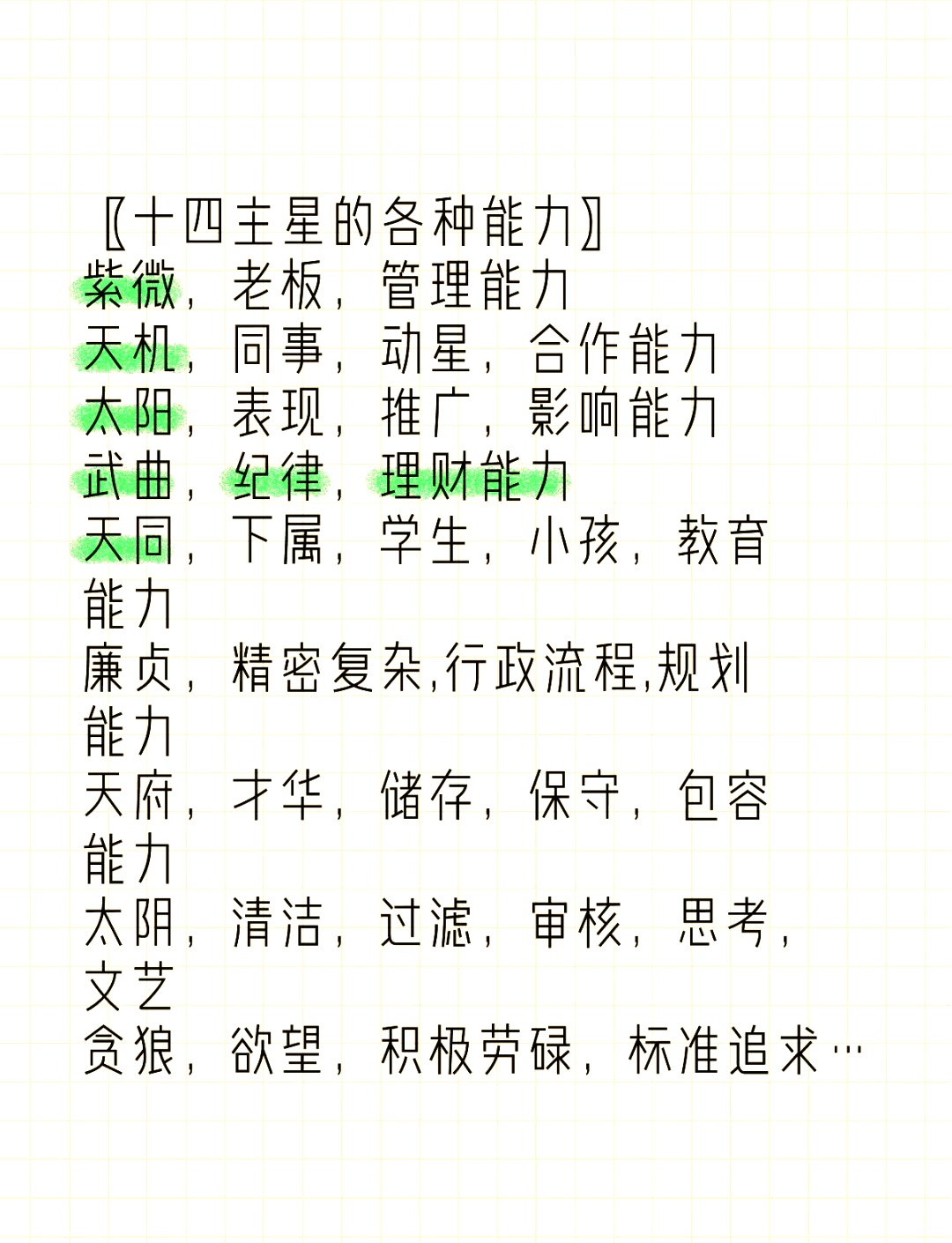十四主星代表什么