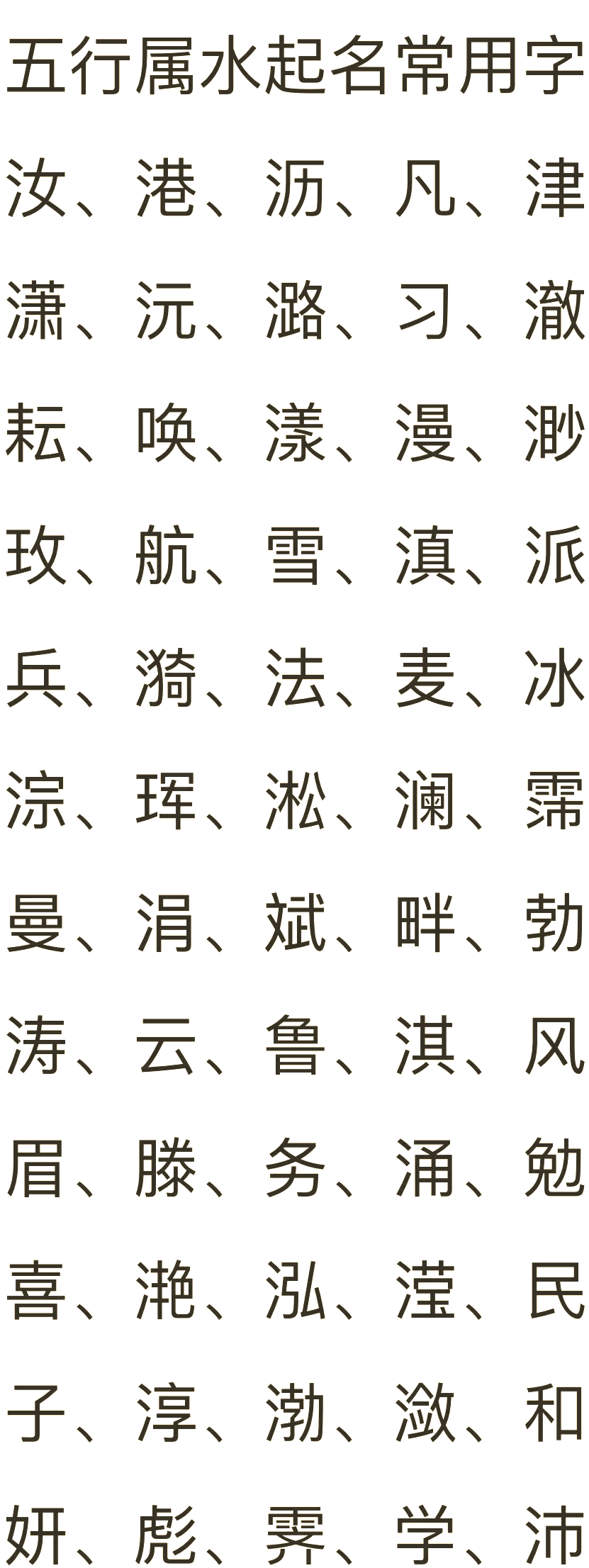 五行带水最旺名字推荐