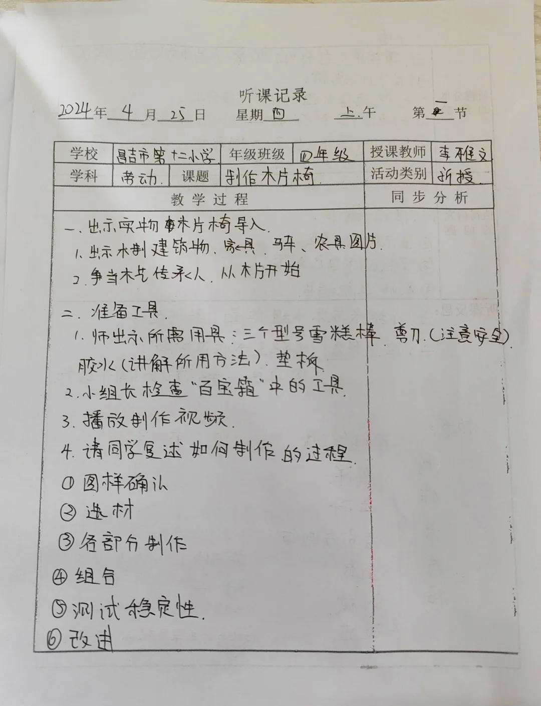 劳动教育内容过程记录