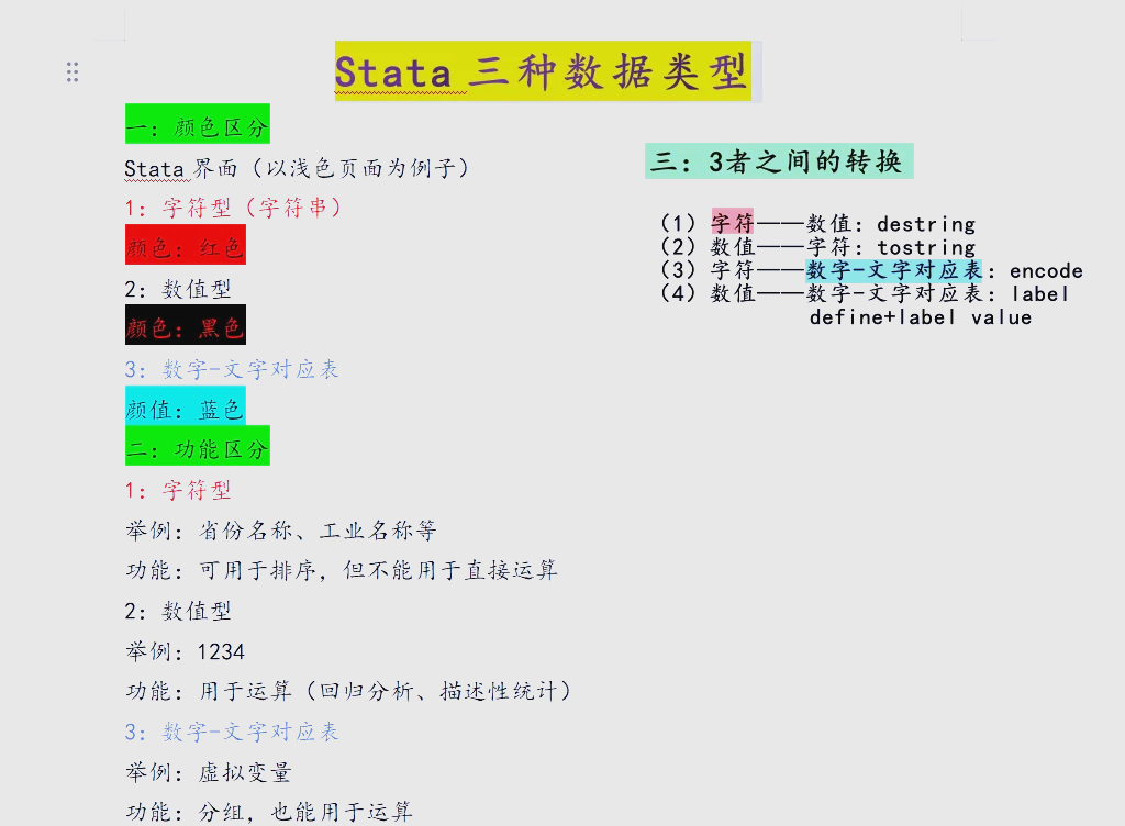 stata中字符串改成数字