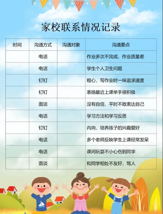 家校联系表内容填写