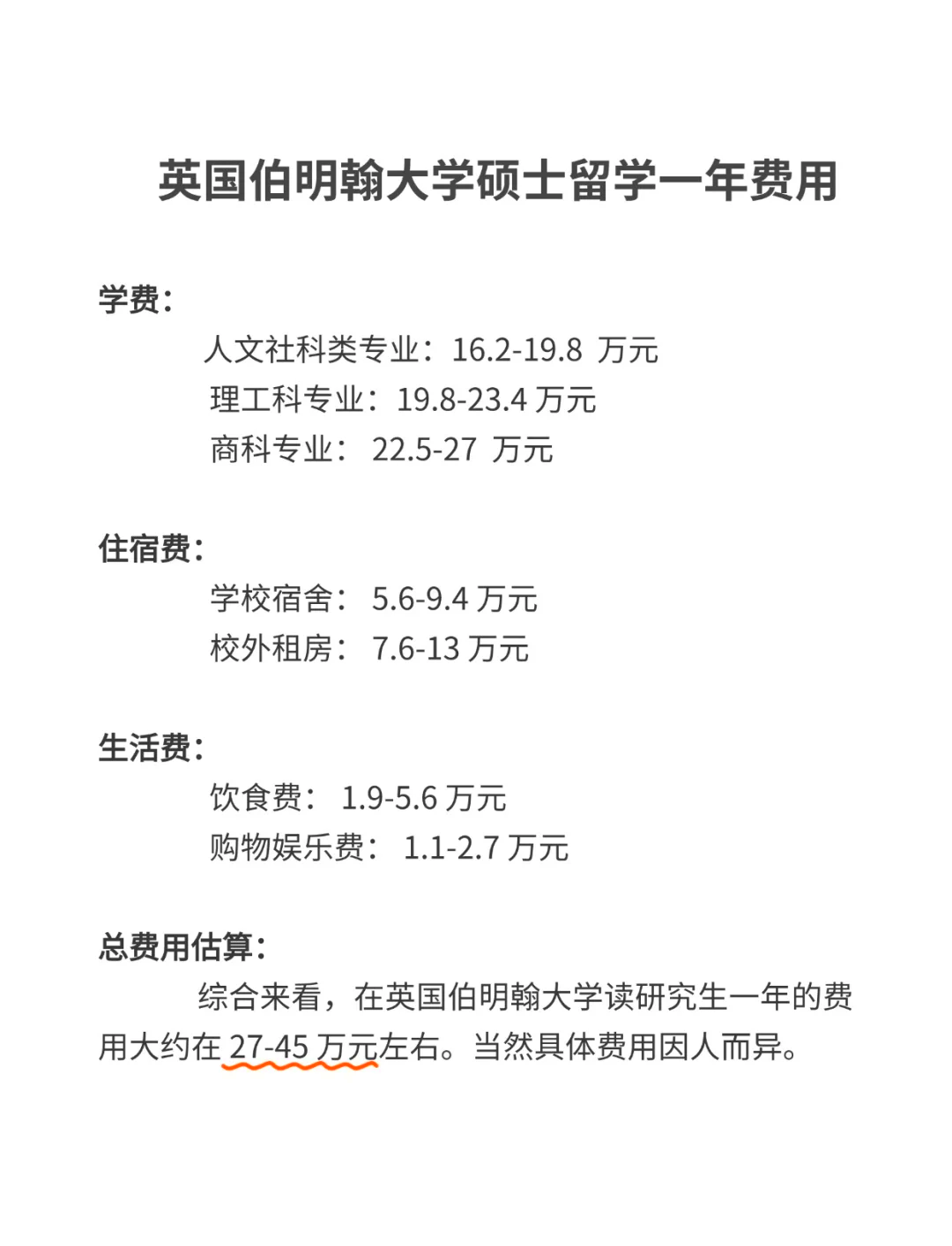 留学英国读研费用清单 留学英国读研费用清单