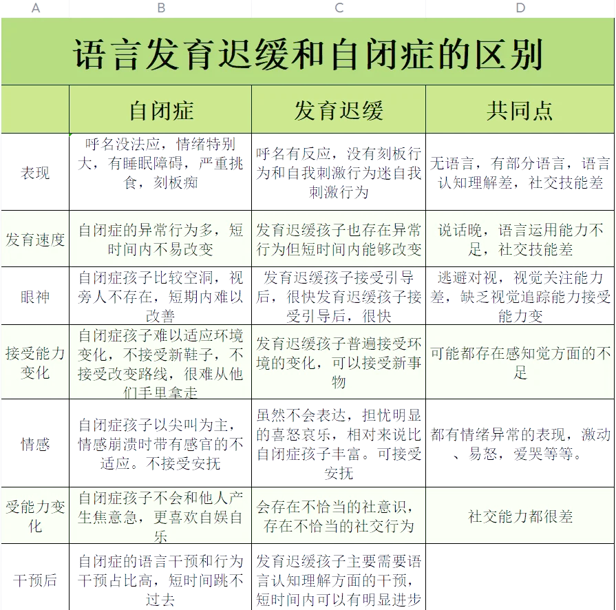 语言迟缓和自闭症区别