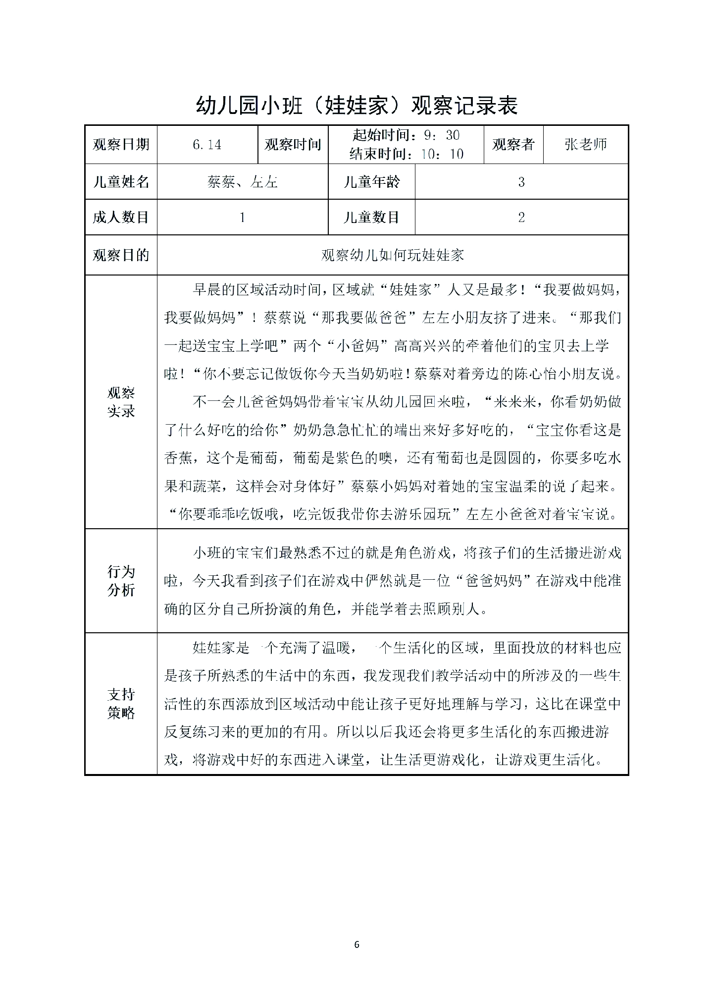 角色游戏观察与指导记录中班(角色游戏观察与指导记录中班教案)