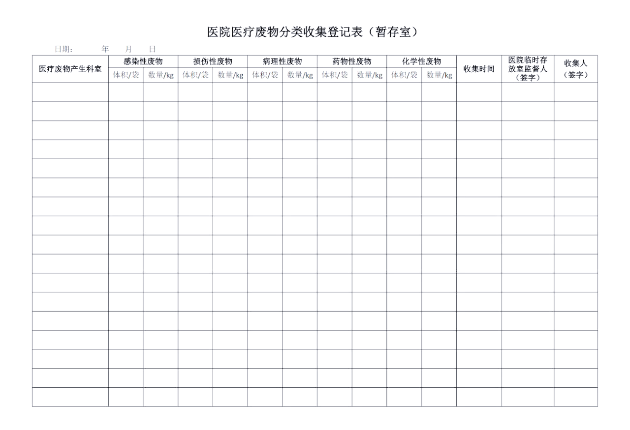 厨余垃圾回收记录表