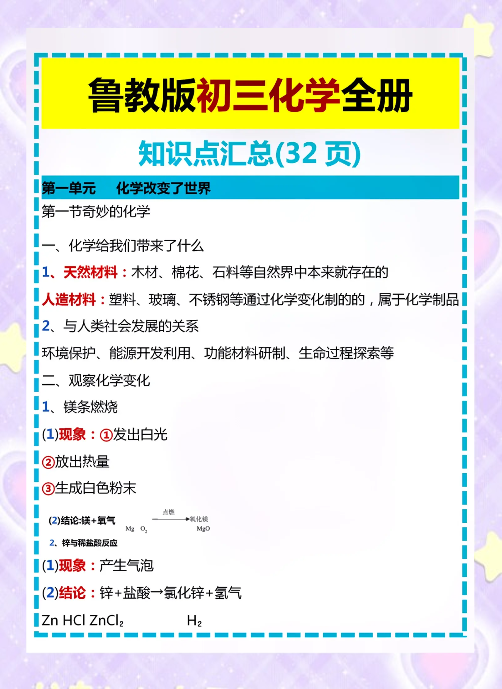 班主任推荐！中考化学冲刺资料，必备的简单介绍