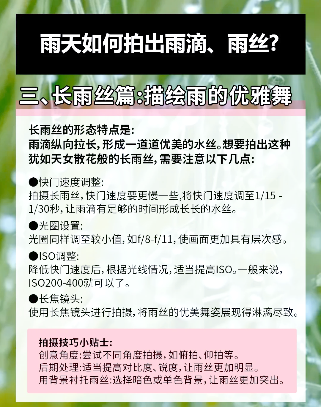 关于摄影教程拍摄参数有哪些的信息