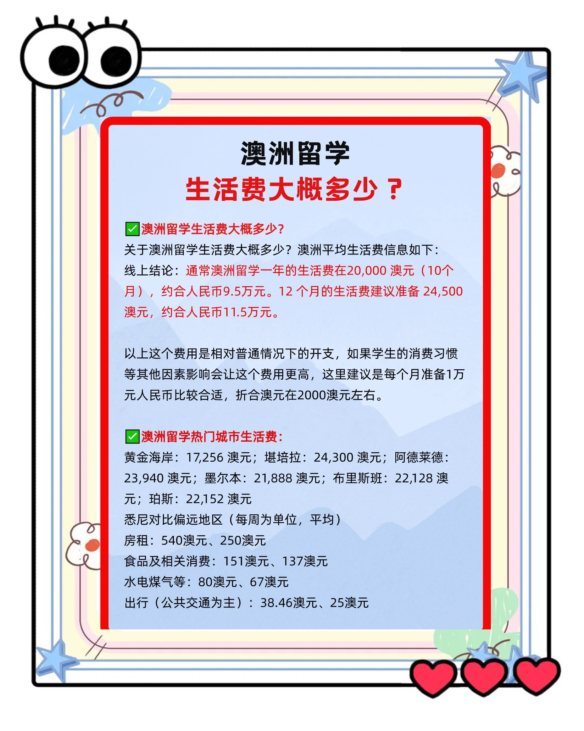 在澳洲留学, 一个月生活费到底需要多少刀?留学须知
