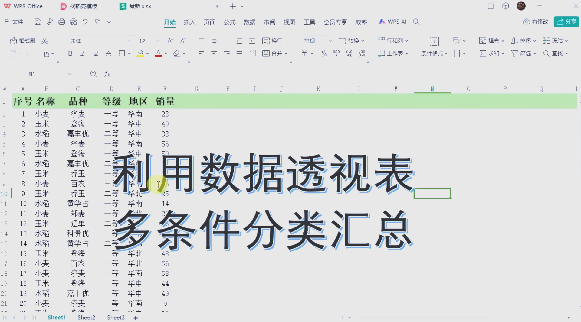 如何分类汇总多项数据