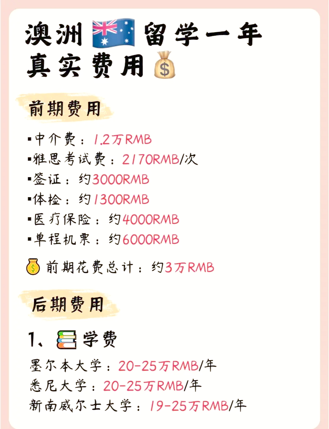 澳洲留学大概费用多少留学须知