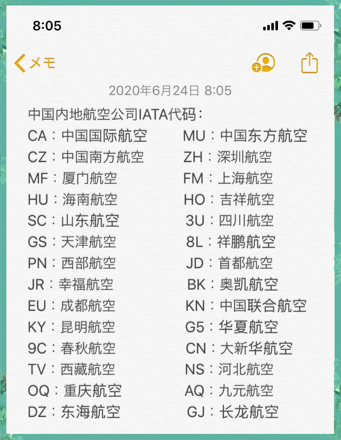 飞机代表数字几