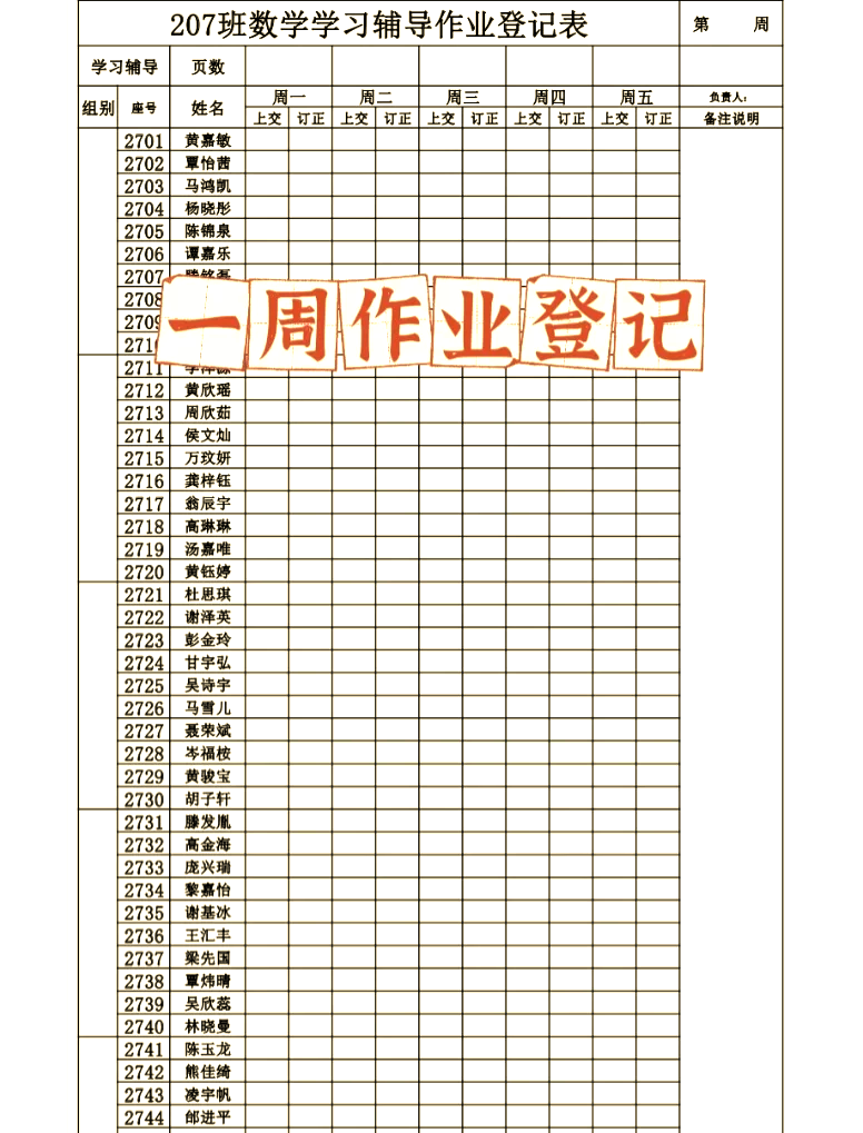 作业登记记录表详细