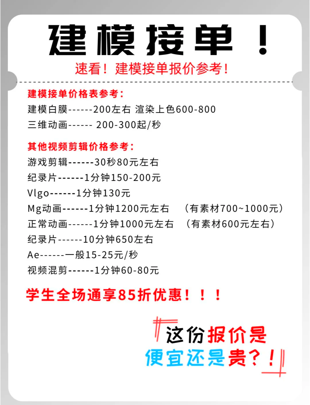 3d建模价格
