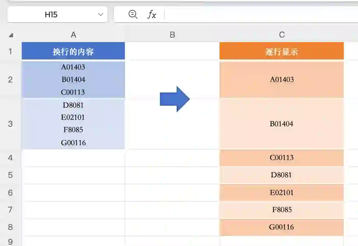 excel表格换行符