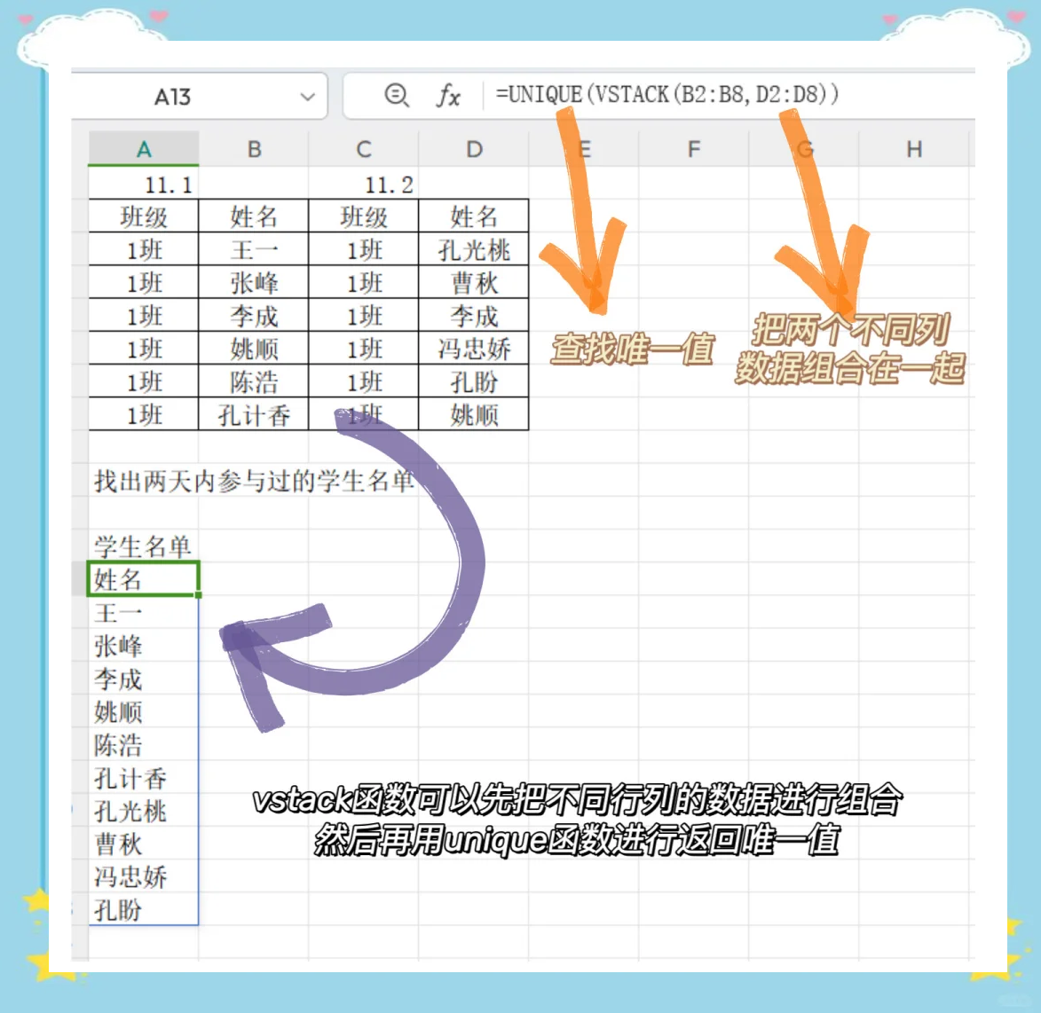 excel提取不重复唯一值