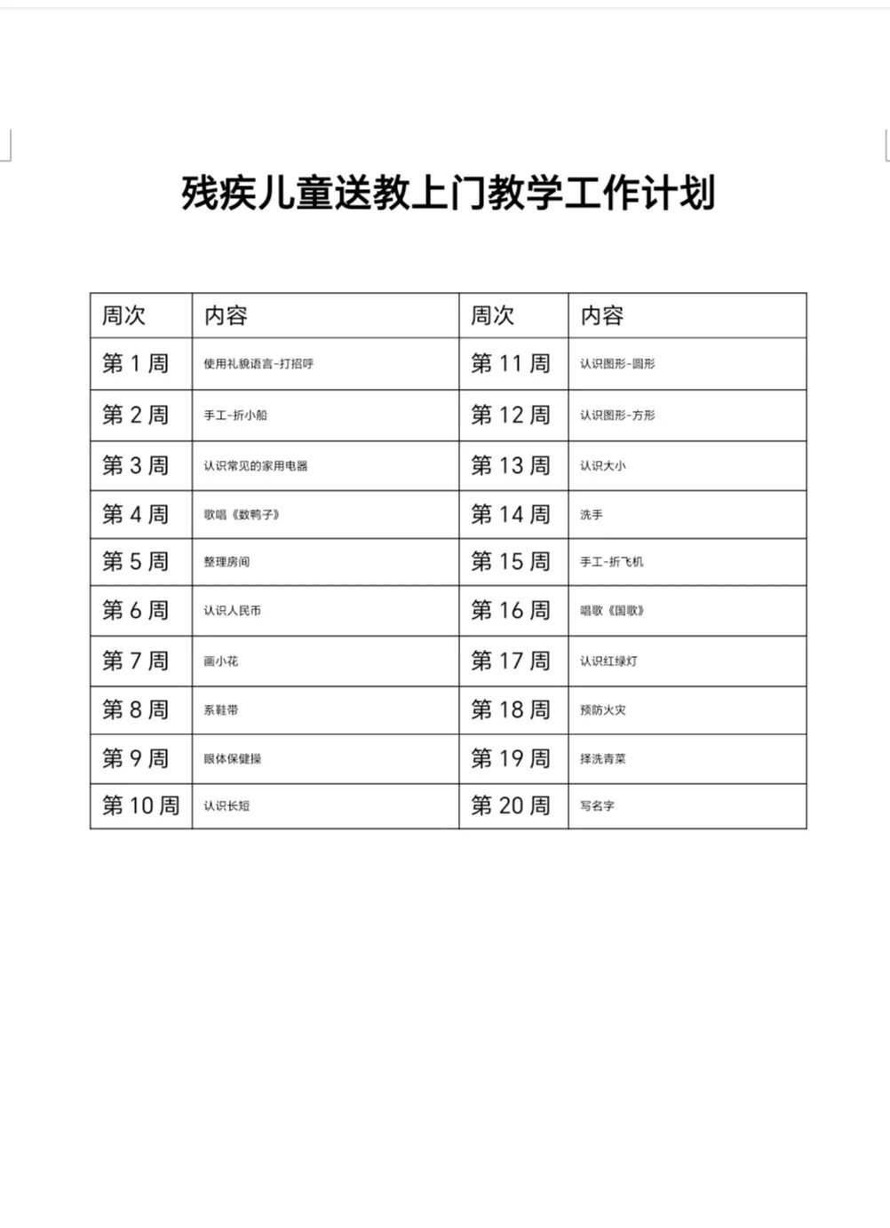 特殊教育学校送教上门全套教案分享