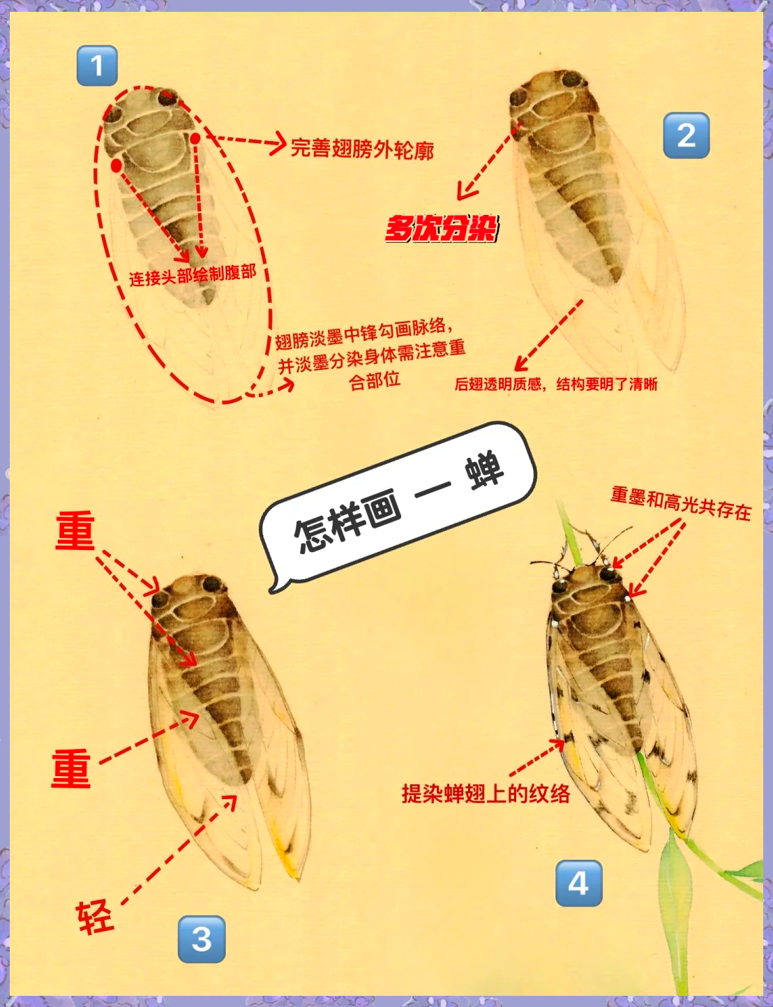 蝉简笔画步骤图片