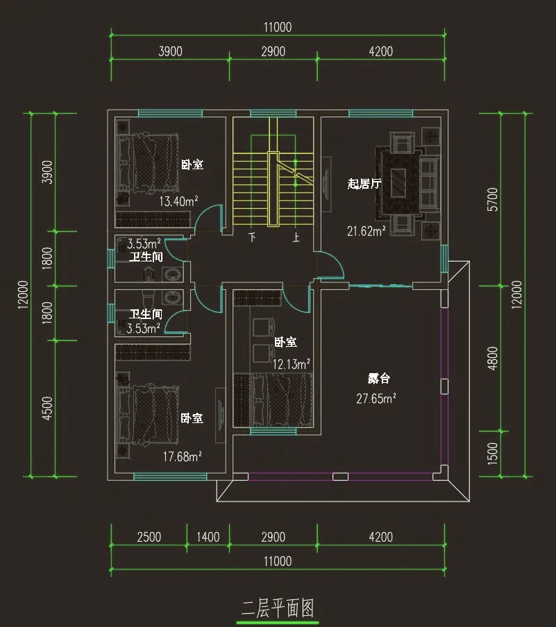 11x12米两层别墅户型图图片