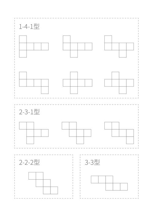 正方体展开图18种图片图片