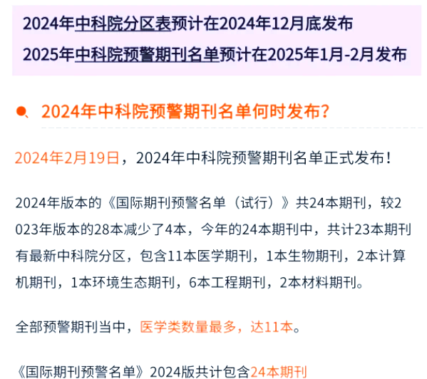 2025中科院分区表,春节后发布!