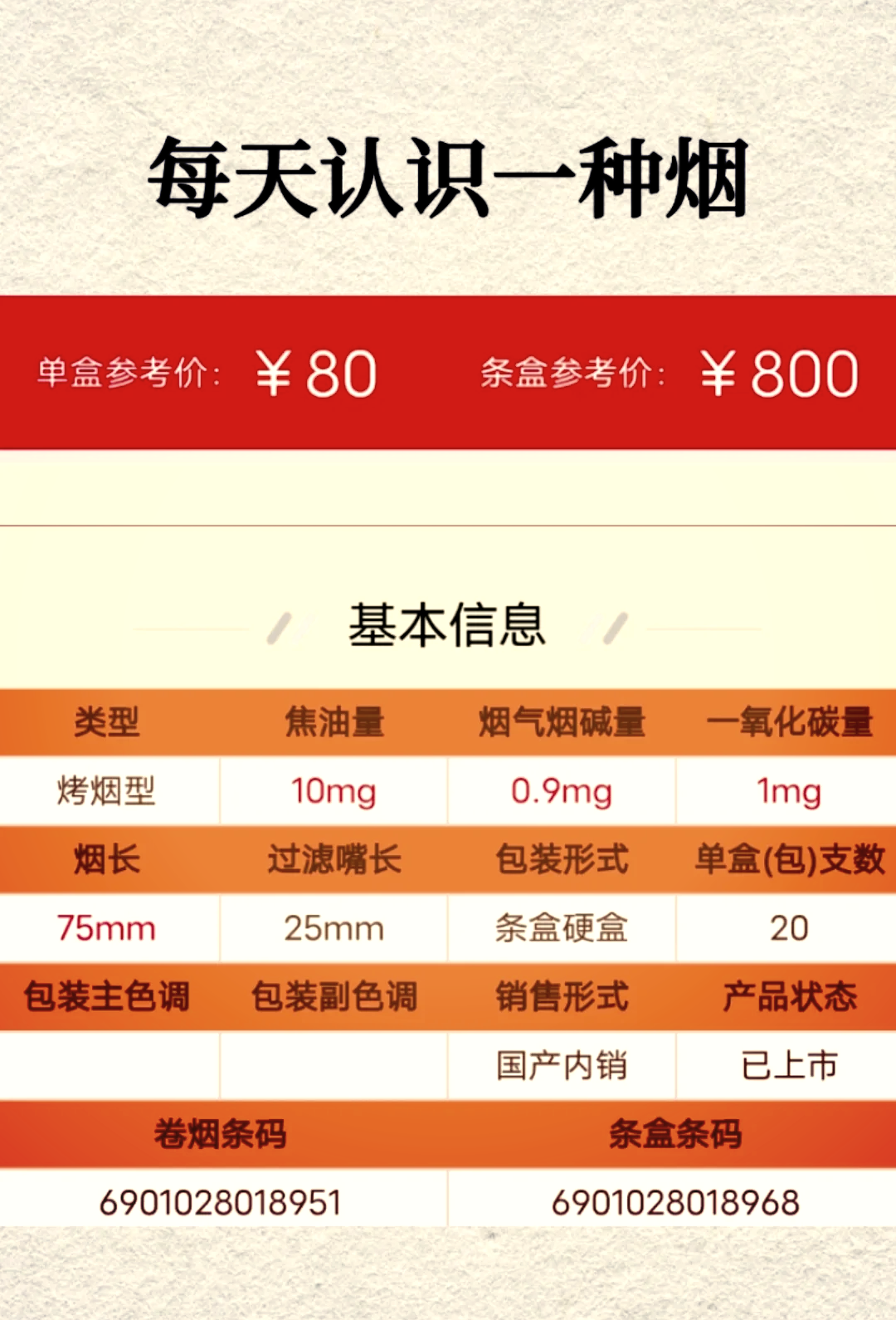 中华香烟金短支价格图片