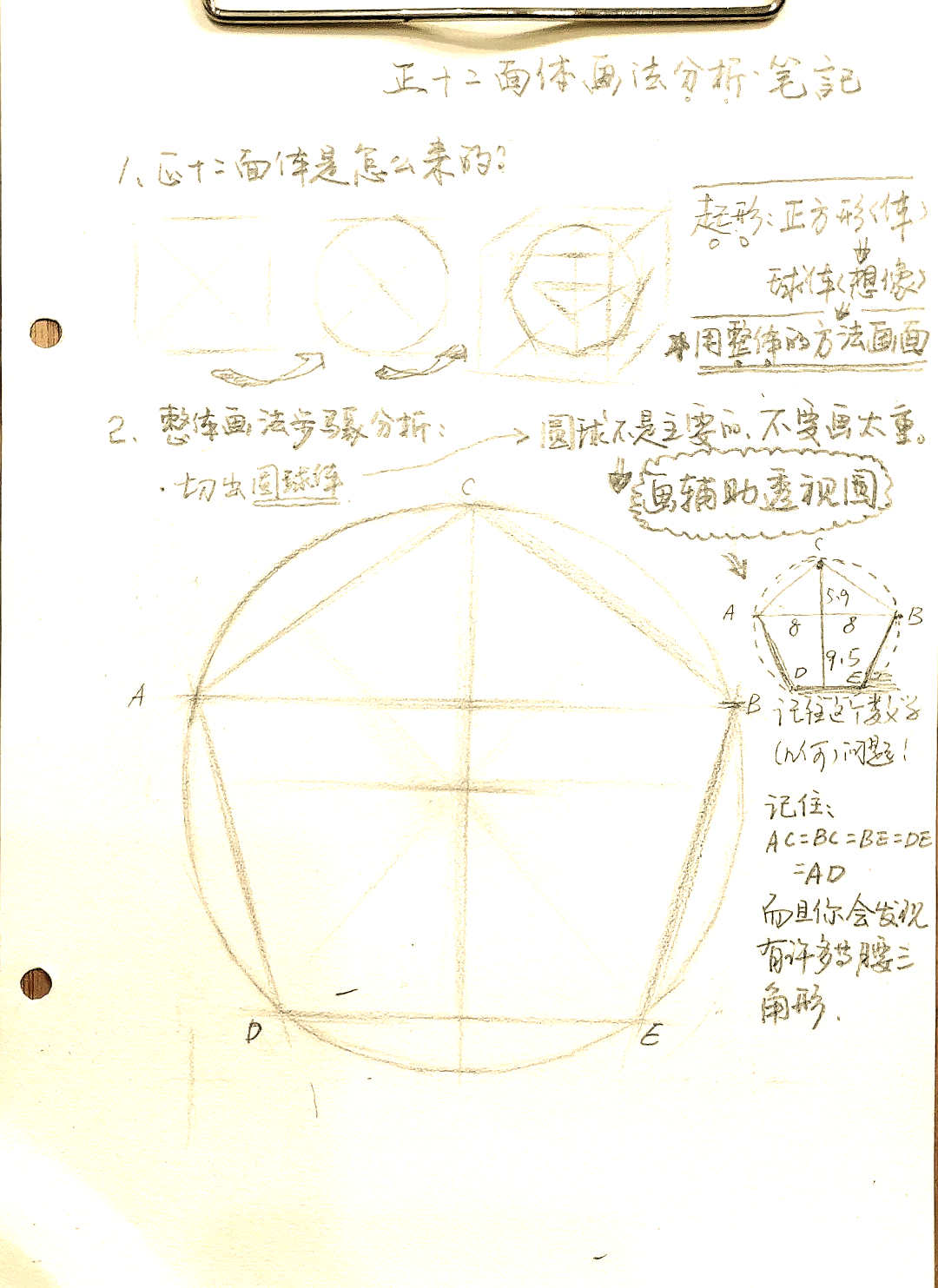 三角十二面体素描图片