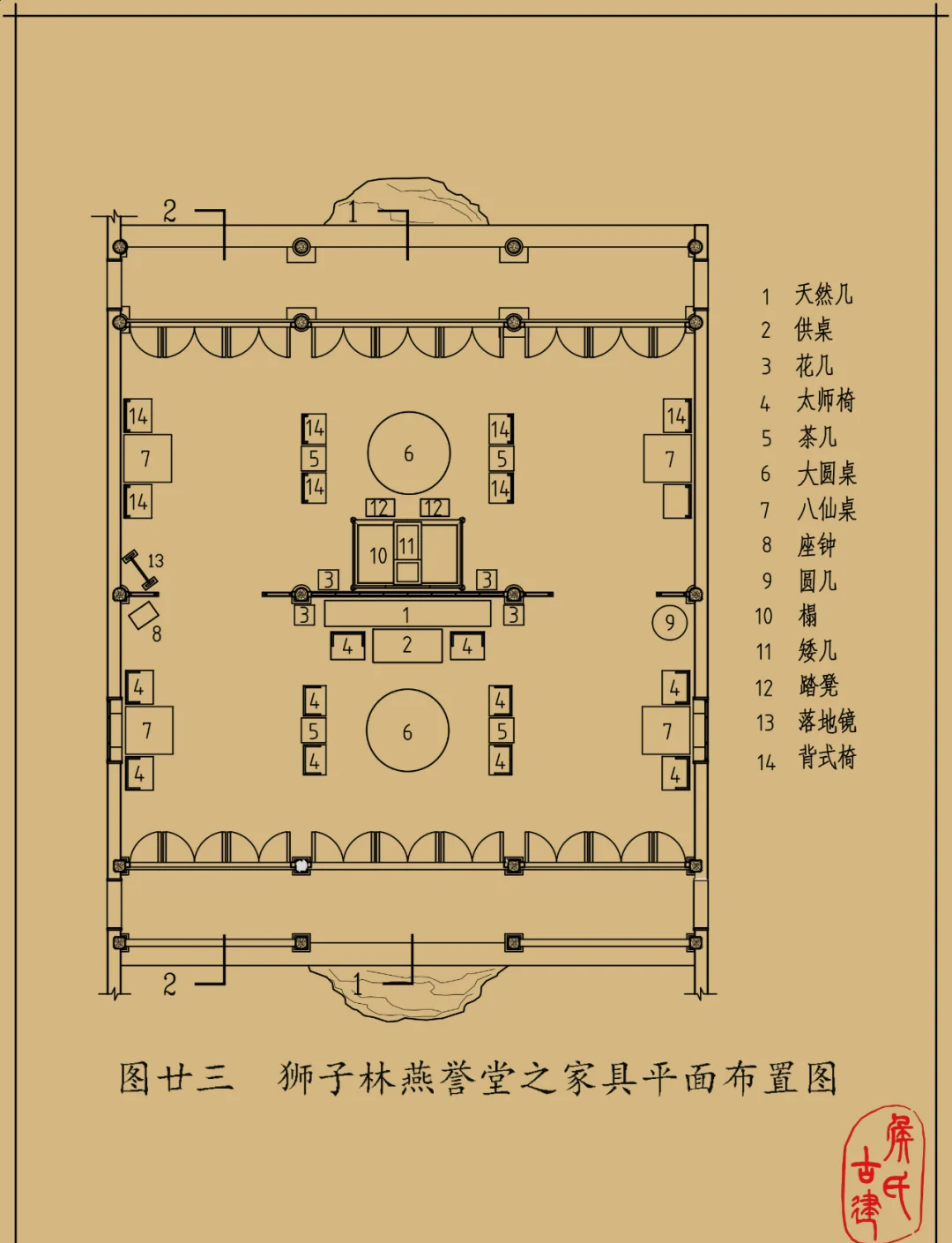 狮子林燕誉堂立面图图片