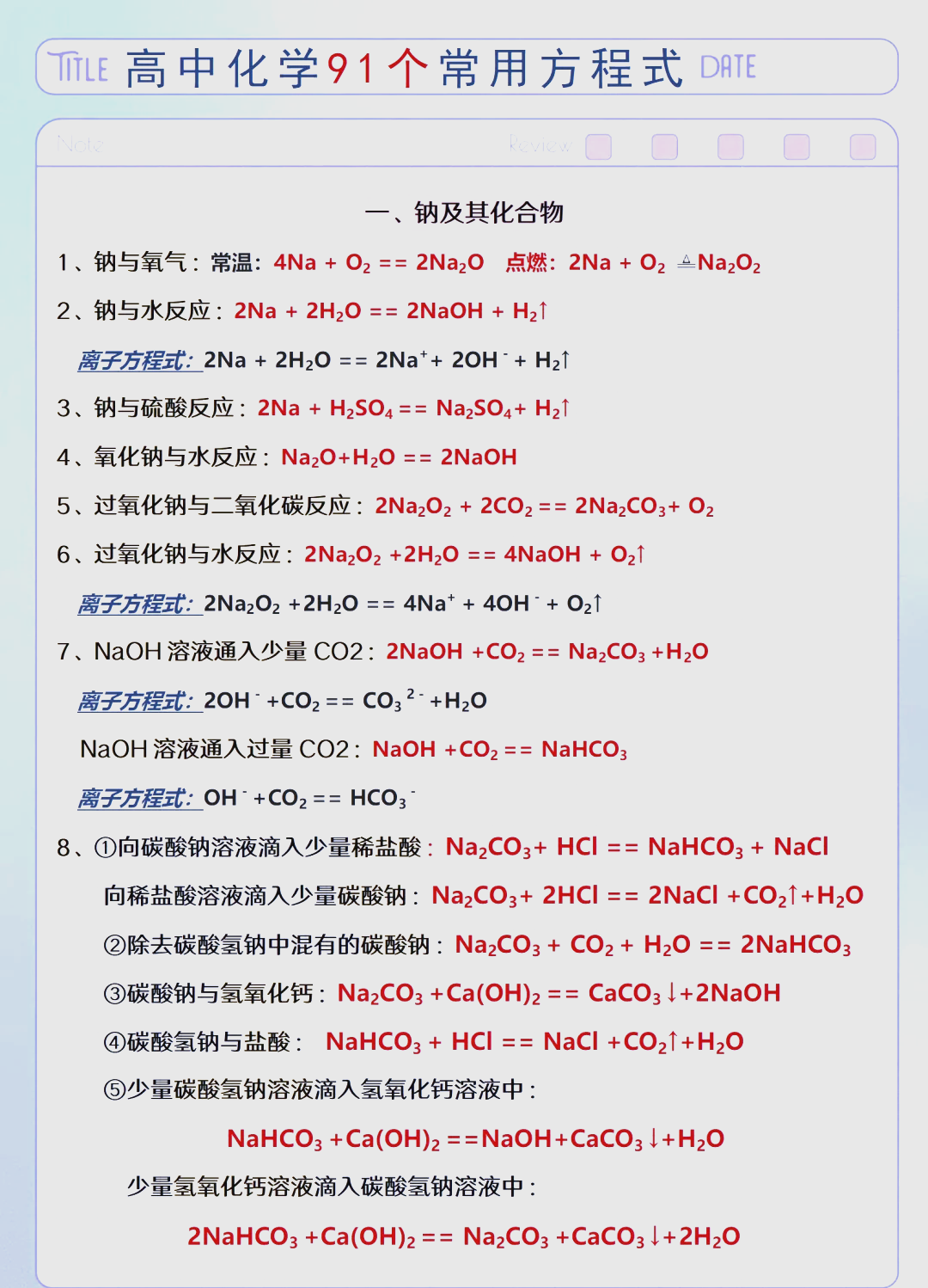 高中镁的方程式总结图图片