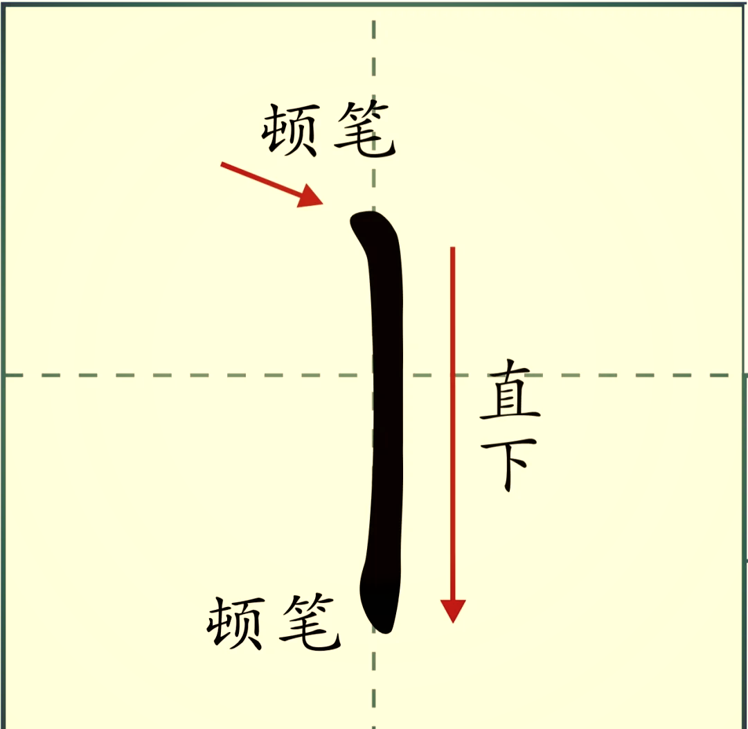 垂露竖的写法示意图图片