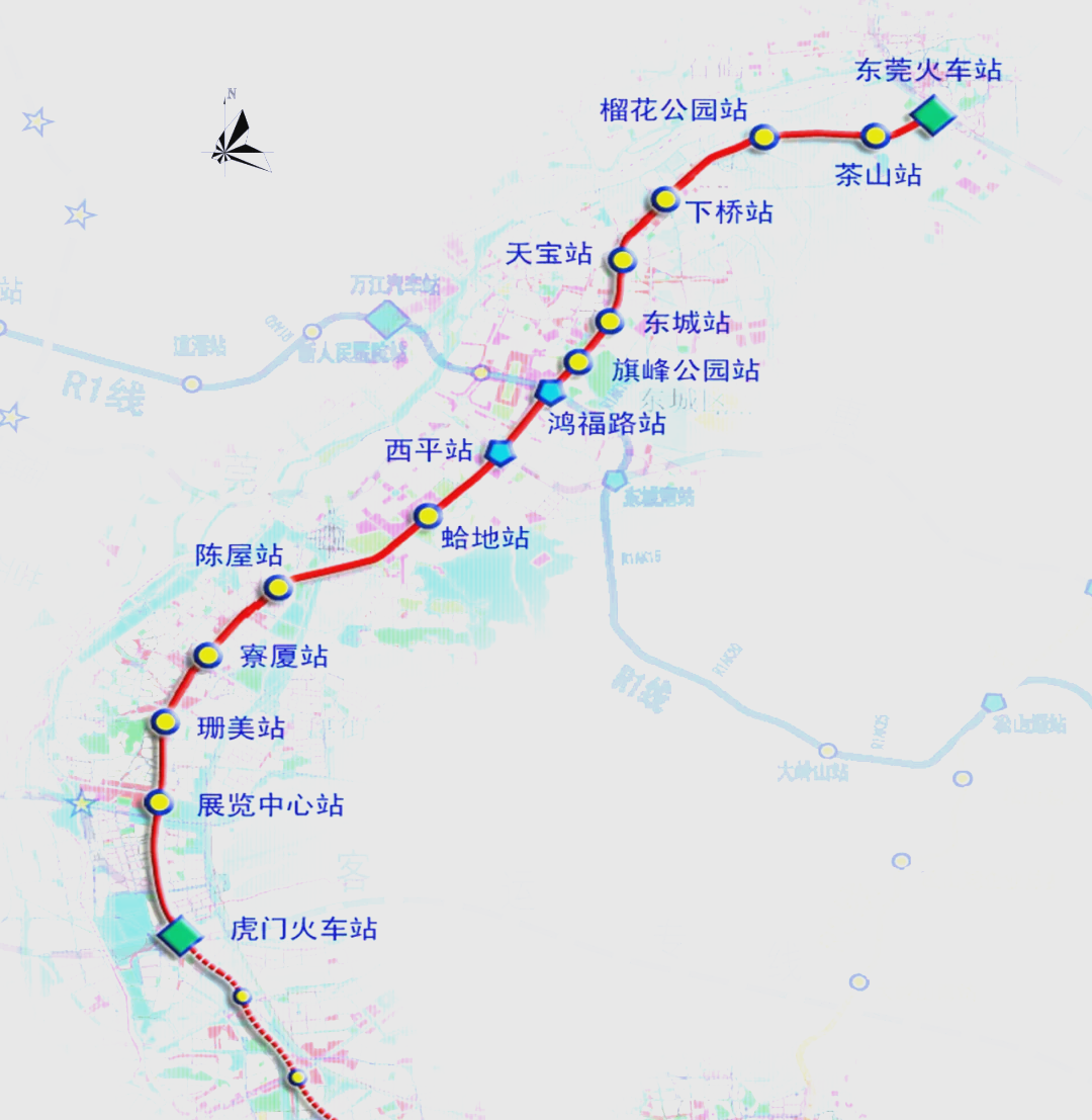 东莞地铁r2号线线路图图片