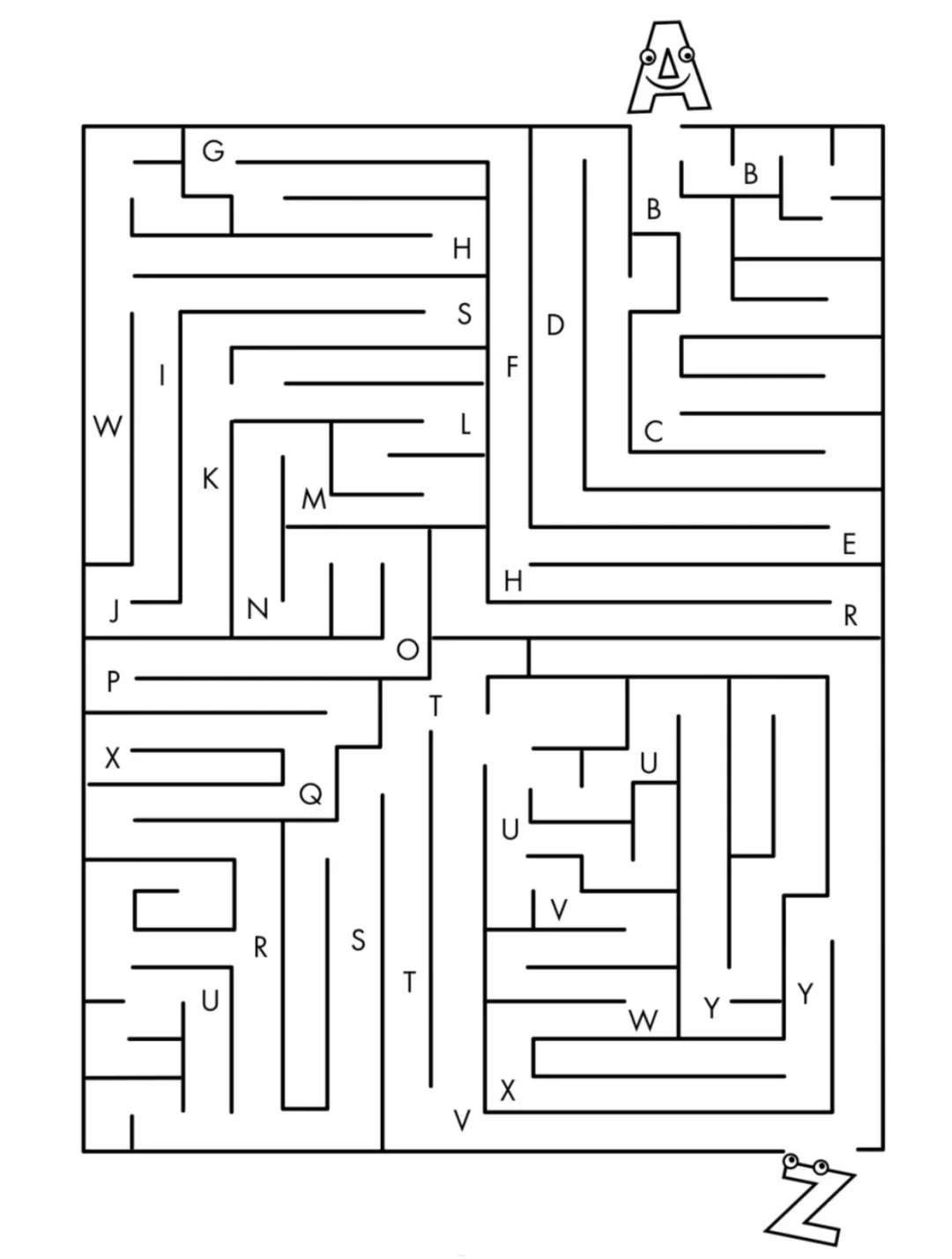 26个字母迷宫三年级图片