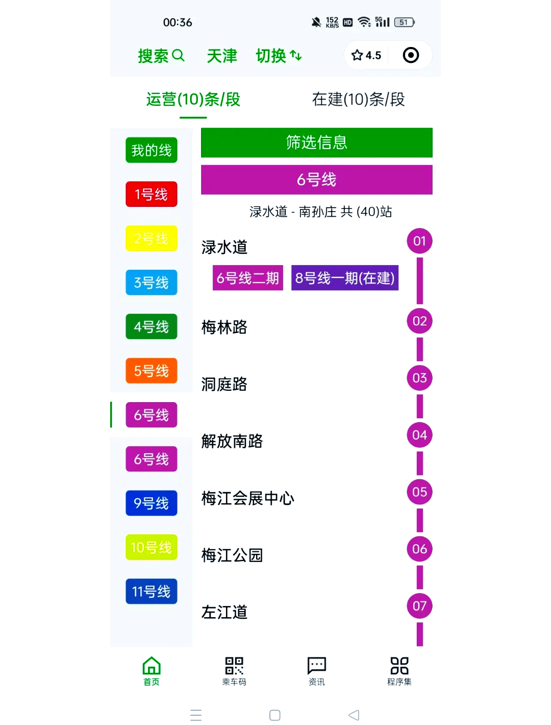 天津六号线地铁线路图图片