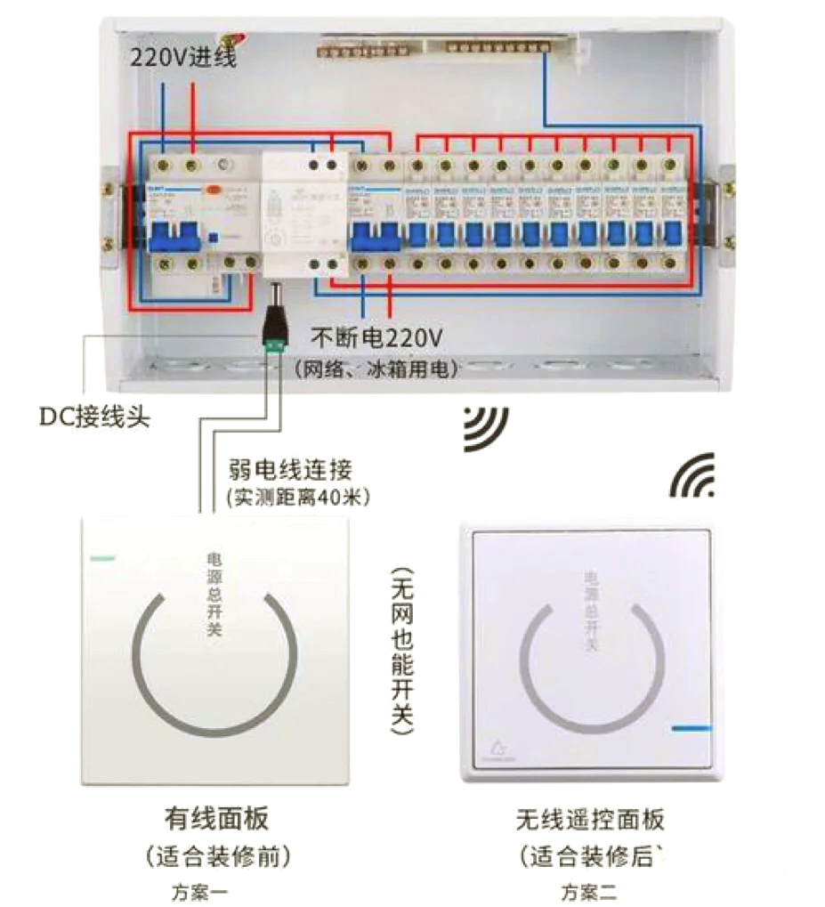 一键开关接线图图片