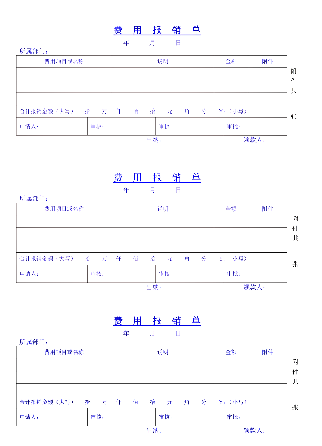 发票报销单填写样本图片