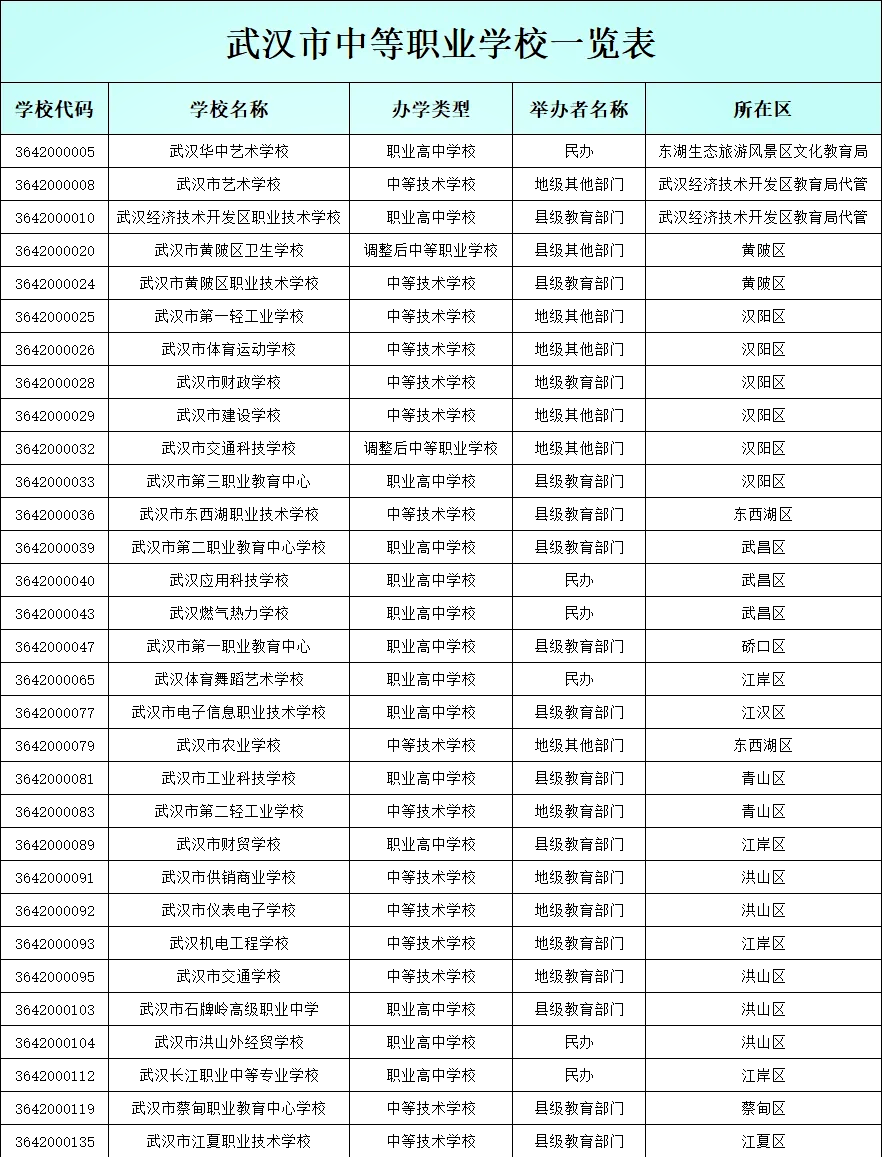 武汉职高top10排名榜单