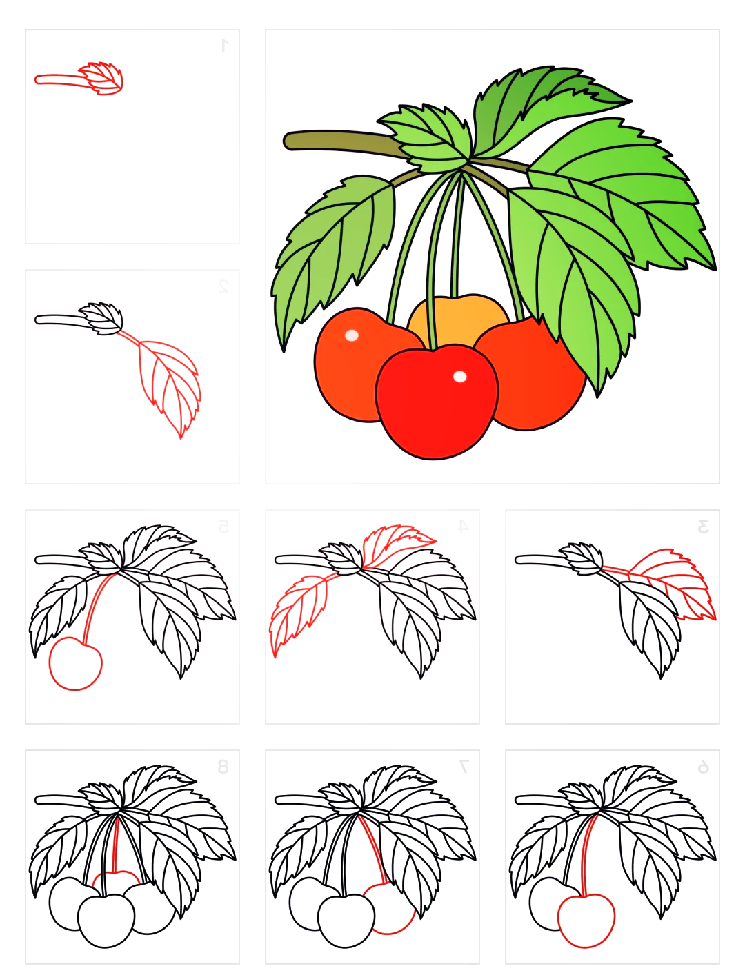 樱桃简笔画彩色图片