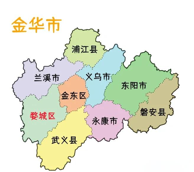 金华市辖区地图图片