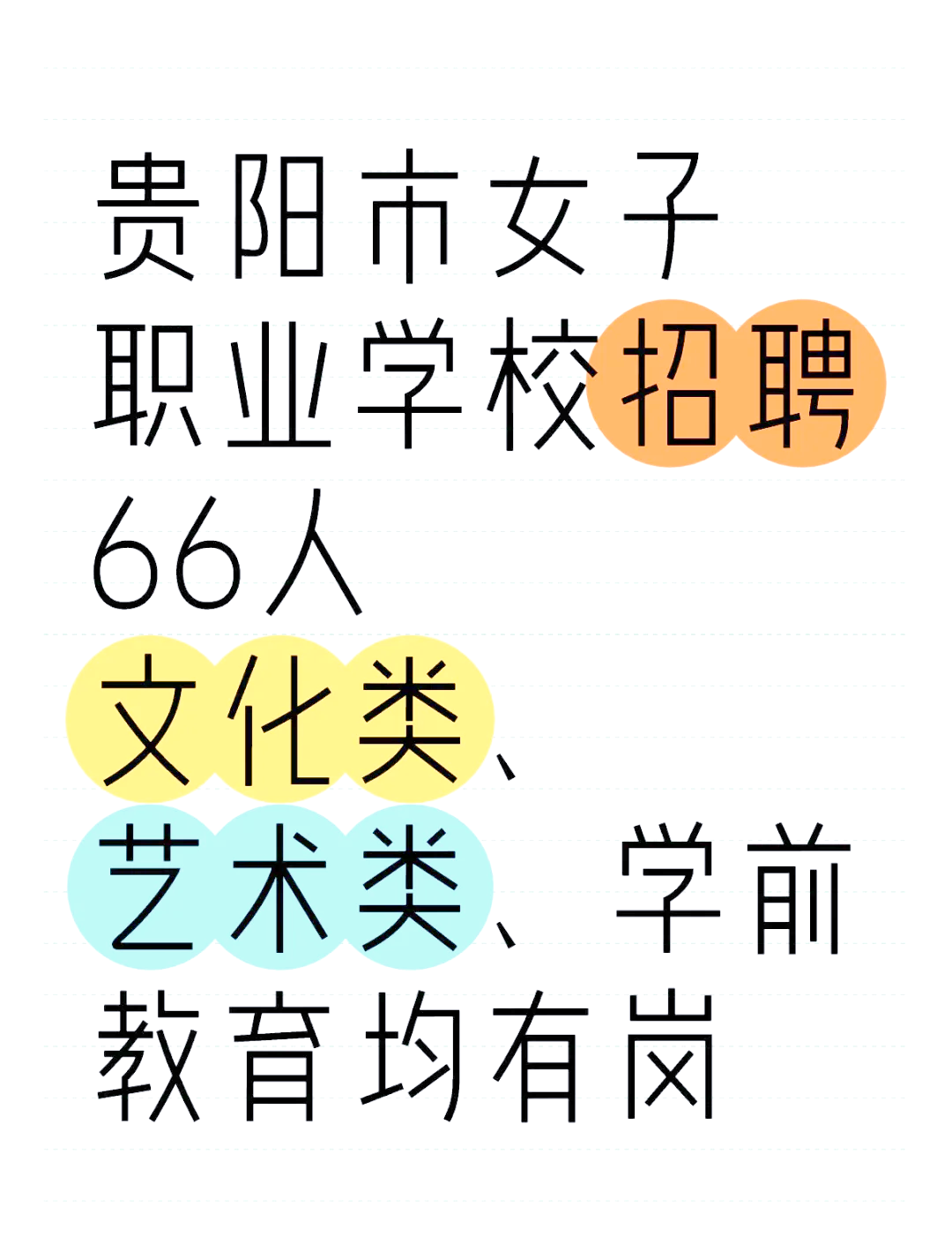 贵阳市女子职业学校招聘66人,免笔试!