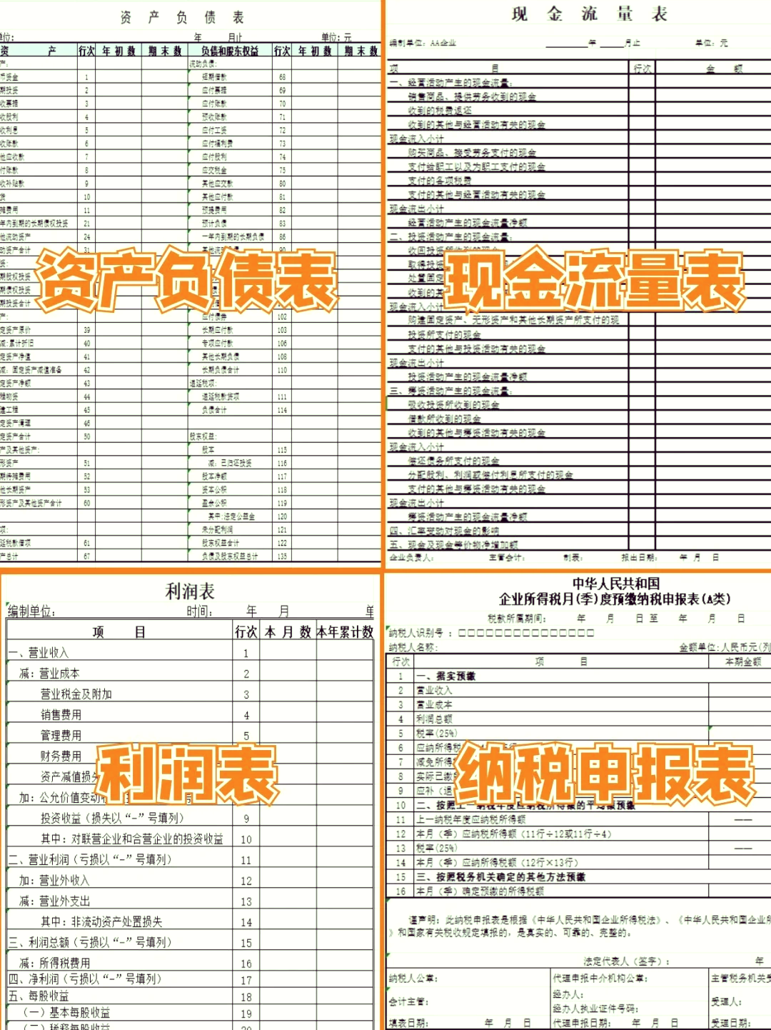 财务报表三个表图片