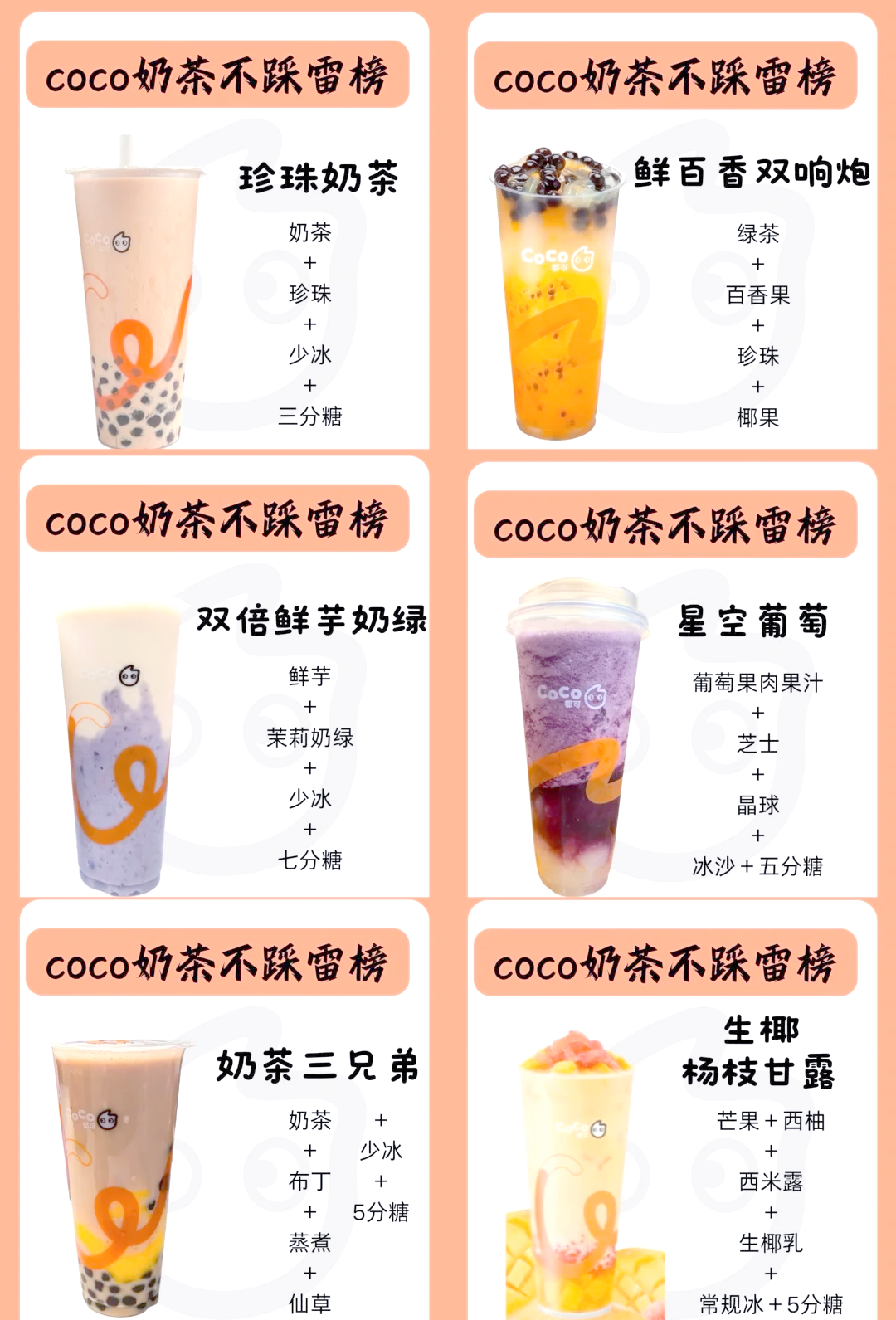 coco奶茶饮品单列表图片