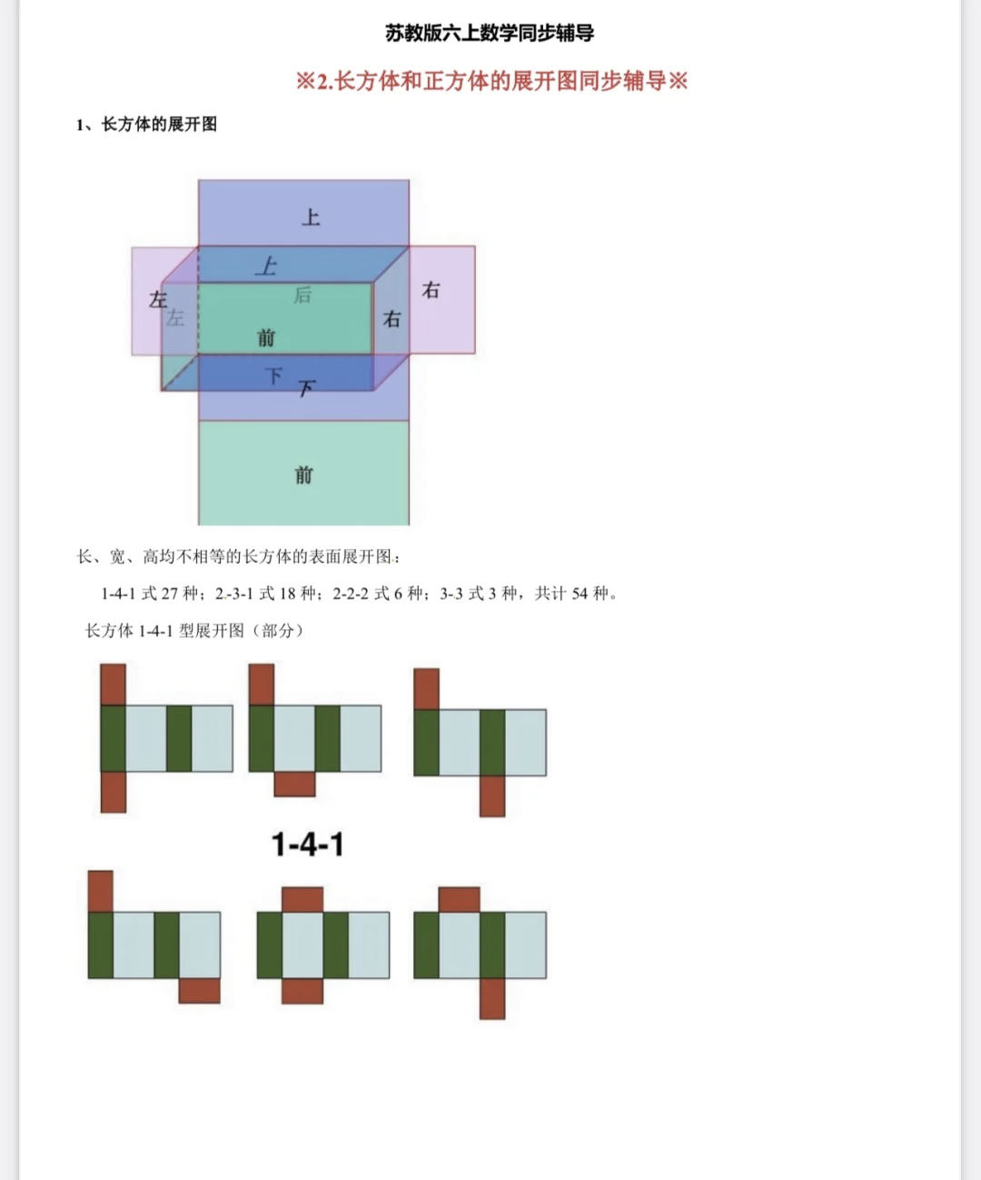 长方体展开图知识点图片