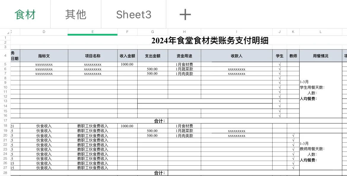 饭店每日进出帐明细表图片